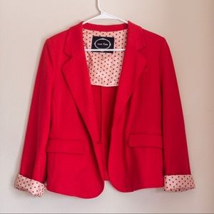 Red Blazer with polka dot accents